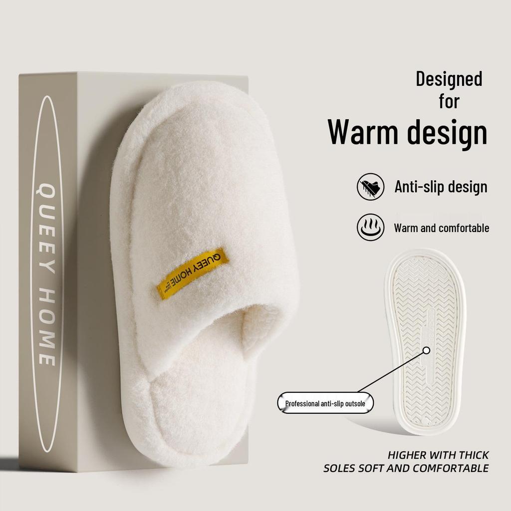 2025 Silent Antibacterial Plush Cotton Slippers - Winter Indoor Thick Sole for Men & Women