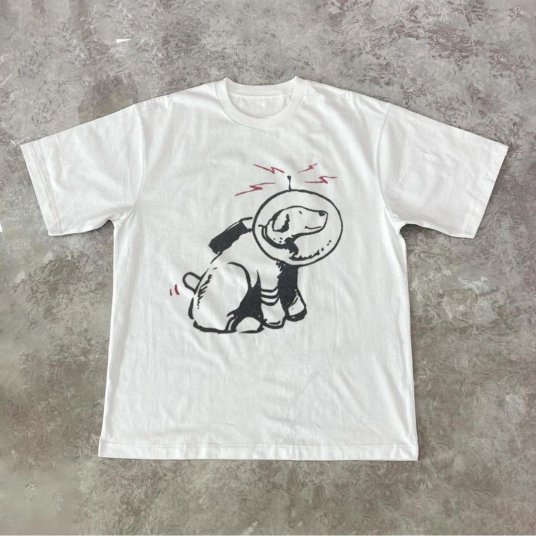 

2026 New Vintage Japanesestyle Retro Dogshaped Emblem Tshirt for Unisexs Clothing Womens with Cartoonish Print Summer T Shirt S