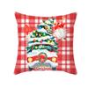 Pattern Of Santa Claus' Car And House Throw Pillow Cover With Short Plush Print For Living Room Sofa Decoration Cushion Cover