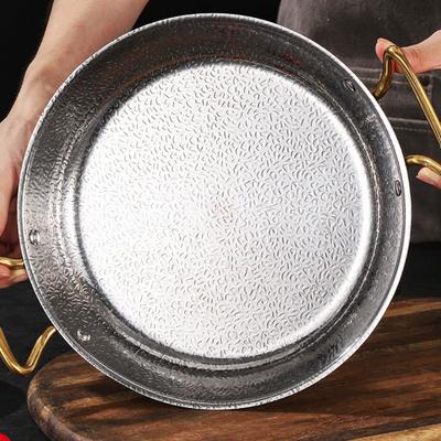 Stal nierdzewna Młotek Ziarno Owoce morza Patelnia Paella Płaskie dno Dwuręczny uchwyt Garnek na makaron Złoty/Srebrny Pogrubiony garnek