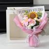 Crochet Flower Bouquet Handmade Knitted Cotton Thread Flowers Artificial Sunflower Wildflower Bouquet for Valentine's Day Anniversary Birthday