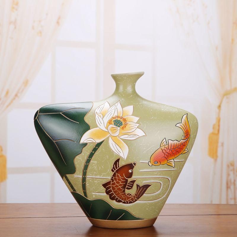 Vintage Yunnan Ethnic Minority Ceramic Vase Ornaments Crafts Home Room Table Decoration Study Office Desk Furnishing Accessories