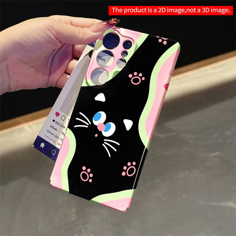2DFlat Samsung phone case Pink Cat Abstract Phone Case Applicable to Galaxy S22 S23 S24 S25ULTRA S26 A12 A13 A14 A15 A16