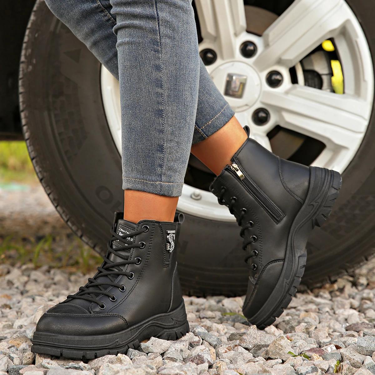 

Женские ботильоны Новые туфли на платформе со шнуровкой для женщин Кроссовки Повседневные уличные женские короткие ботильоны на платформе Zapatos De Mujer 41