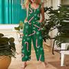 Women's Casual Christmas Printed Jumpsuit Sleeveless Printed Cotton Jumpsuit