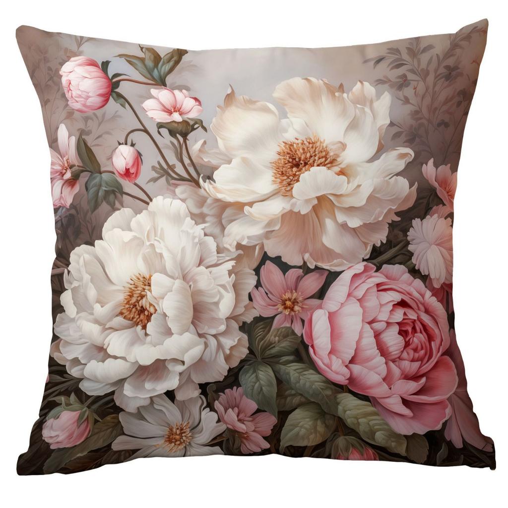 New Retro Old Peony Flower Pillowcase Home Sofa Cushion Pillowcase