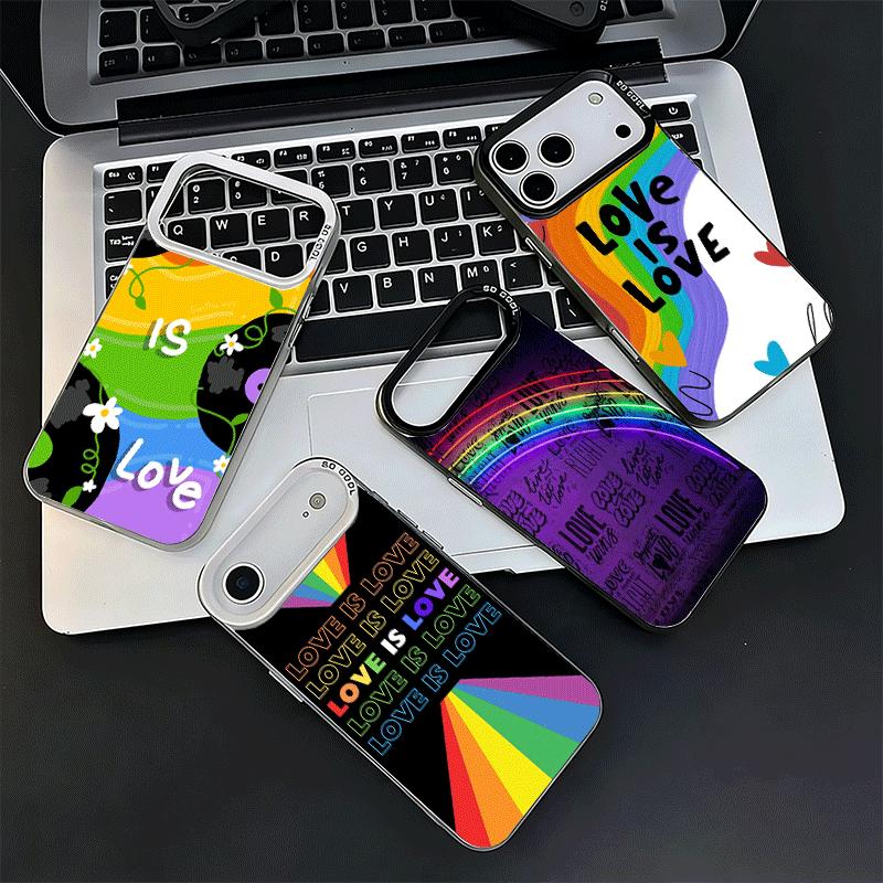 LGBT Rainbow Love Is Love Shockproof Phone Case for iPhone 17 Air 16 16E 15 Pro Max 14 Plus 13 Mini 12 Back Cover Anti Fall Fund