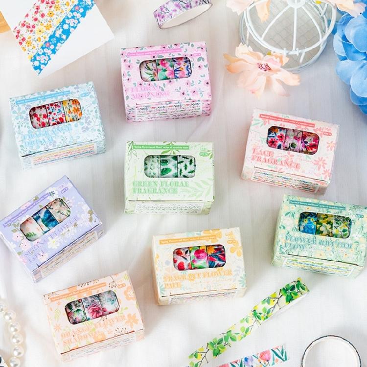5Rolls Flower Decorative Tape 10mmX2M for Scrapbooking Photo Album Journal Notebook Water Resistant Aesthetic Paper Tape
