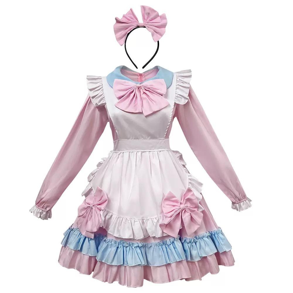

Pink Maid Cosplay Costume, Halloween Maid Party Activity Outfit XXL рожевий