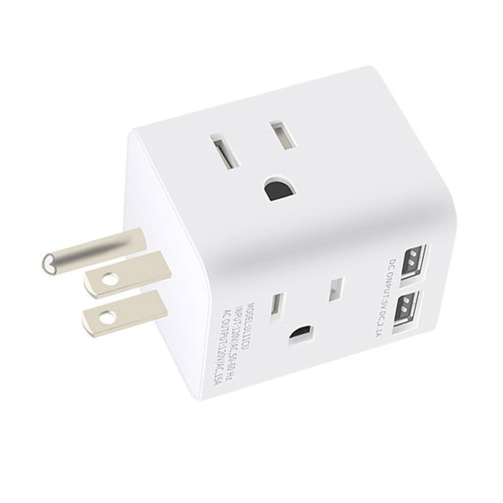 Multi Plug Outlet Extender Electrical Wall Outlet Splitter with 4 15amp AC Outlets 2 USB Ports