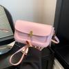 Chic Pu Leather Shoulder Bag Fashionable Chain Stitch Small Square Crossbody