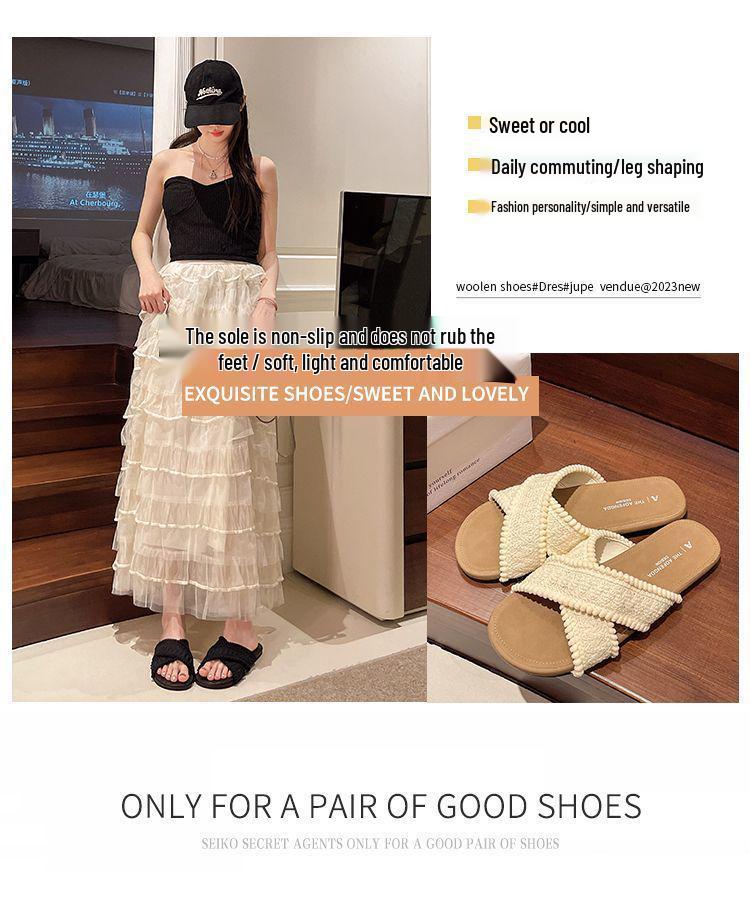 2025 Bohemia Cross Summer Retro Fairy Woven Flat Slippers