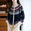 Women's Fair Isle Wool Cardigan: Age-Reducing Thick Knit Sweater Coat for 2025 Autumn/Winter