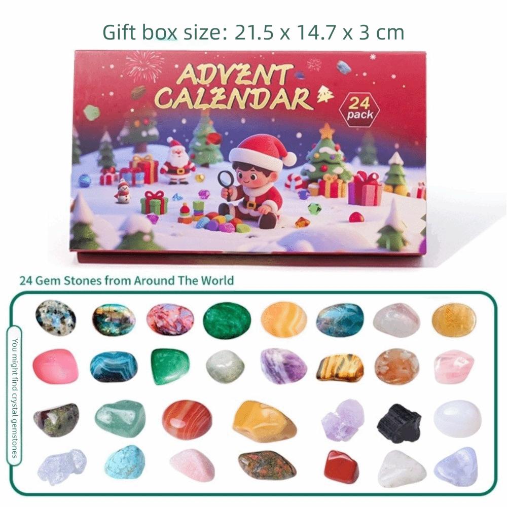 Unique Christmas Crystal Gemstone Blind Box 24 Grid Colorful Rock Mineral Specimens Interesting Natural Healing Stone