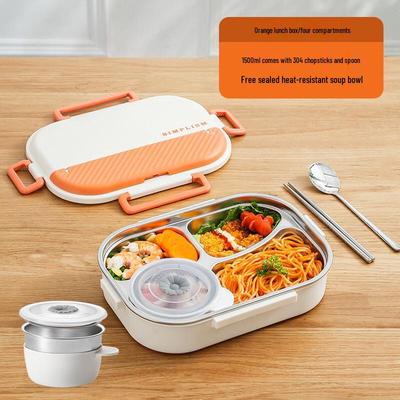 316 Edelstahl Bento Box mit Fächern