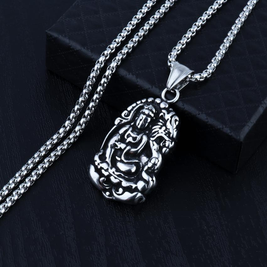 Accessories, Buddha Pendant Necklace, Vintage Faith Titanium Steel Chain Men'S Necklace