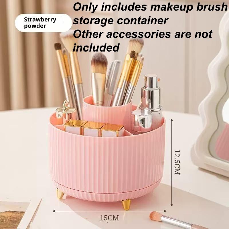 1Pcs 5 Slot Cosmetic Organizer 360° Rotating Makeup Brush Holder For Nail Polishes Skincare Perfumes Desktop Vanity Storage