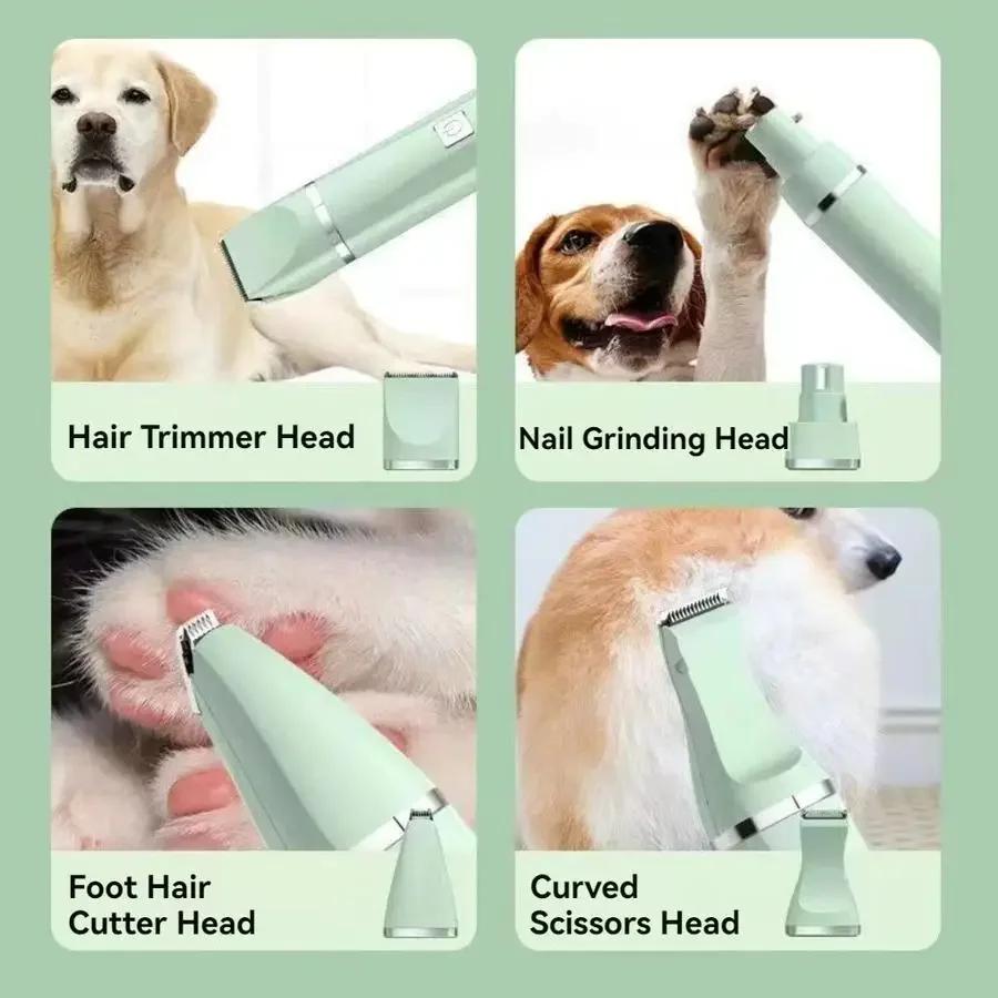 4-in-1 Multi-functional type c charge Dog Clippers Cordless pet Shaver Clippers Trimmers Low Noise Pet Grooming Tools
