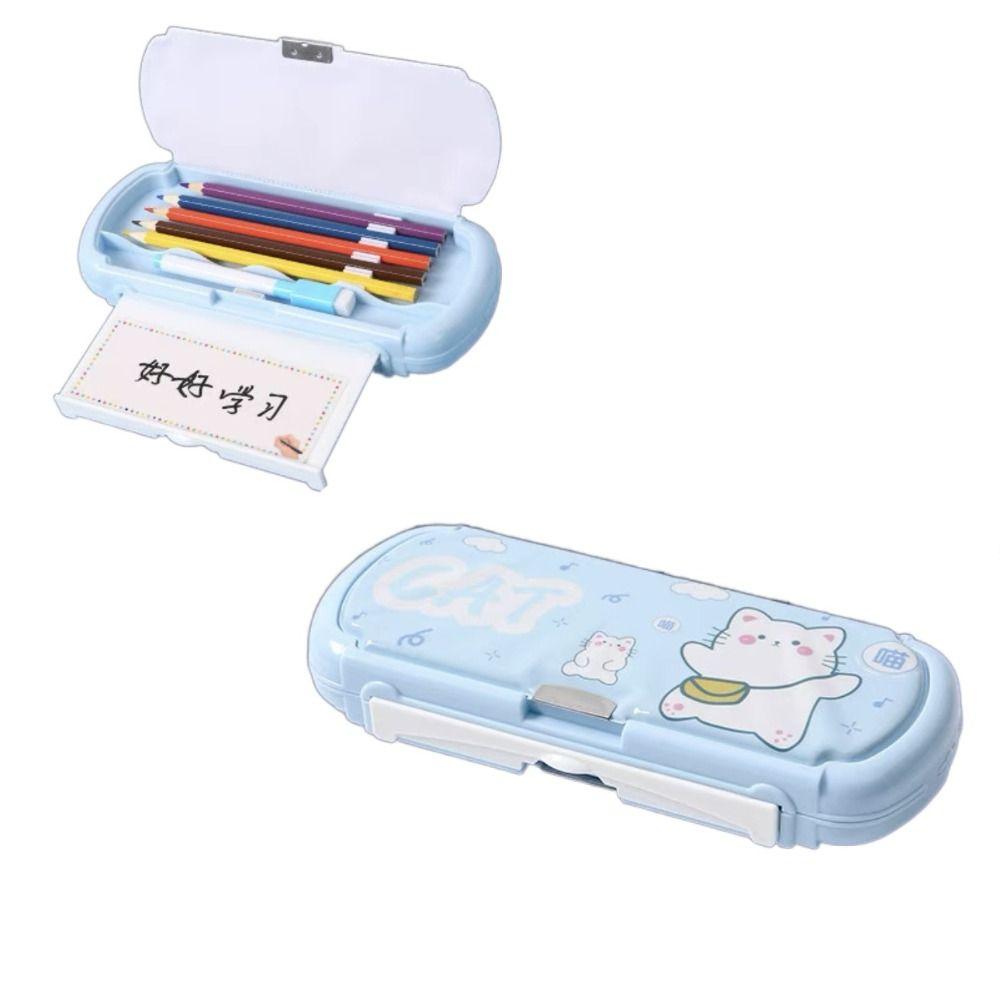 

Double Side Stationery Holder With Whiteboard Desktop Storage Box Cartoon Pencil Box Student