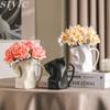 Creative Handle Cup Ceramic Vase Hydroponic Flowers Living Room Ornaments Art Folds Irregular Vases Crafts Home Decoration Gifts