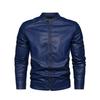 Men's Retro PU Leather Motorcycle Jacket with Stand Collar