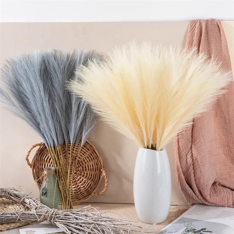 1 szt. 56CM puszysta trawa pampasowa Boho Decor Flower sztuczna roślina trzcina symulowana wesele dekoracja domu sztuczne kwiaty