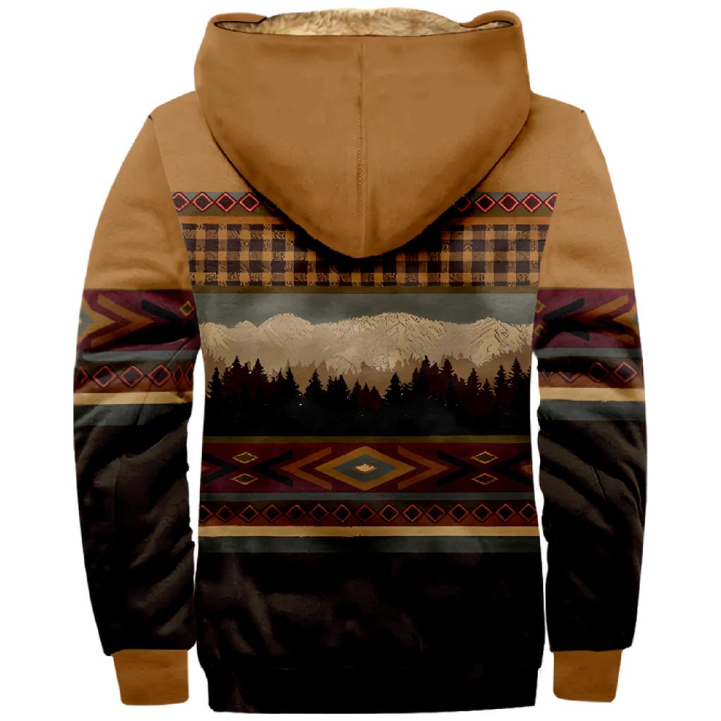 Fleecegenser med hette og hette med glidelås for menn med lapplomme Uformell jakke