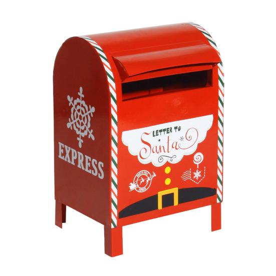 Christmas Letterbox Letters To Santa Metal Mailbox Christmas Decorative Red Mailbox for Home Indoor Outdoor Front Door Decoration Holiday Party