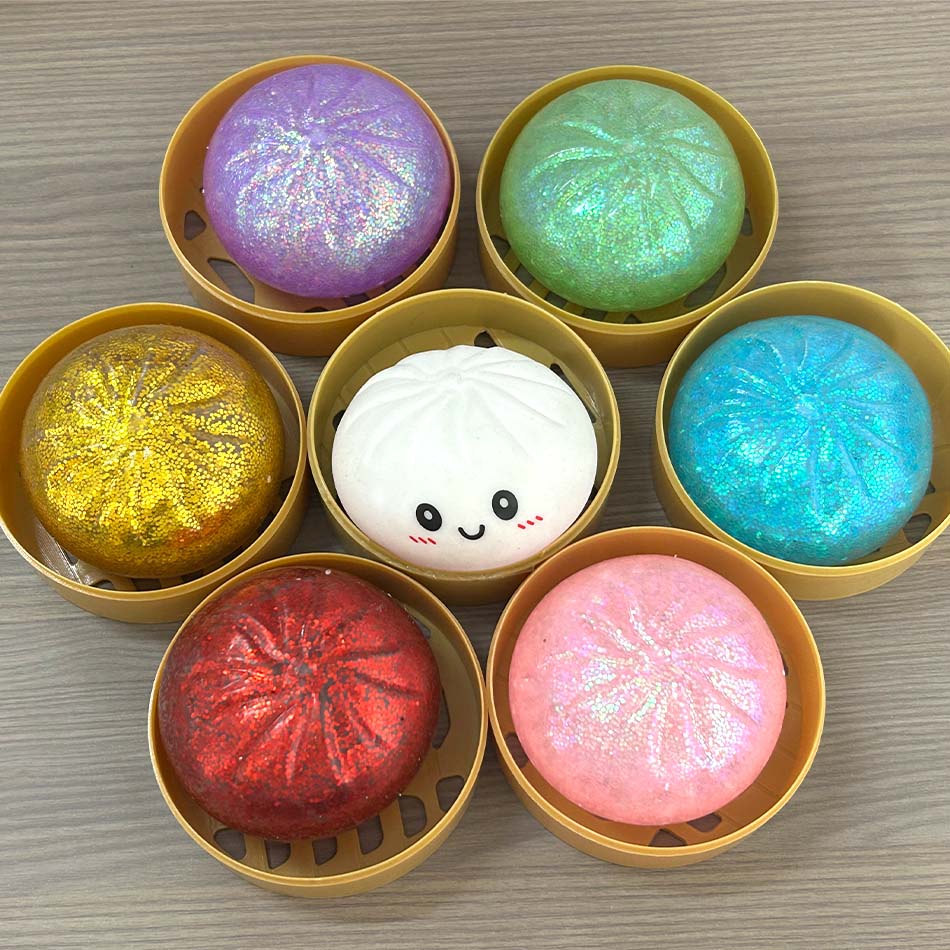 6 stili Squishy a forma di Raviolo Arcobaleno Gigante Morbido Giocattolo Sensoriale da Spremere Sollievo Ansia Fidget Sfera Antistress per ADHD Autismo