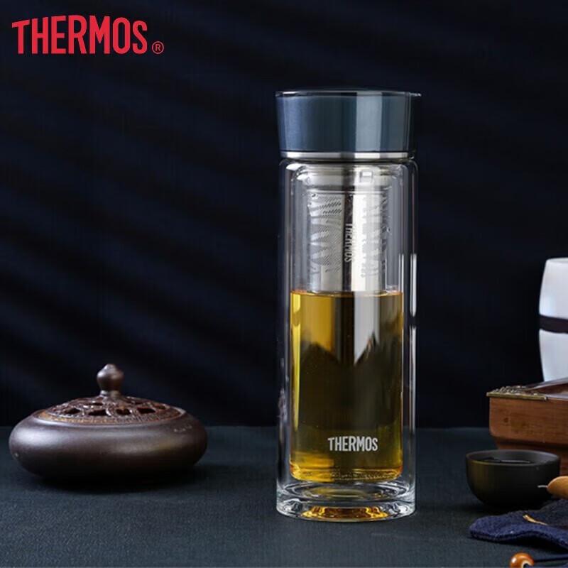 THERMOS TCGE-40 Double-Layer Glass Tea Infuser Bottle