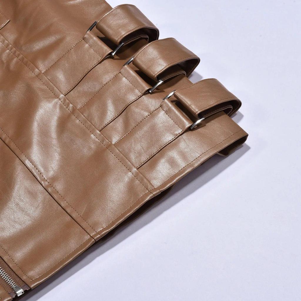 Vest for Men Men Punk Leather Vest Gothic Side Hollow Out Motorcycle Zipper Jacket Performance Costume Sleeveless Loose Waistcoat Winter Coat