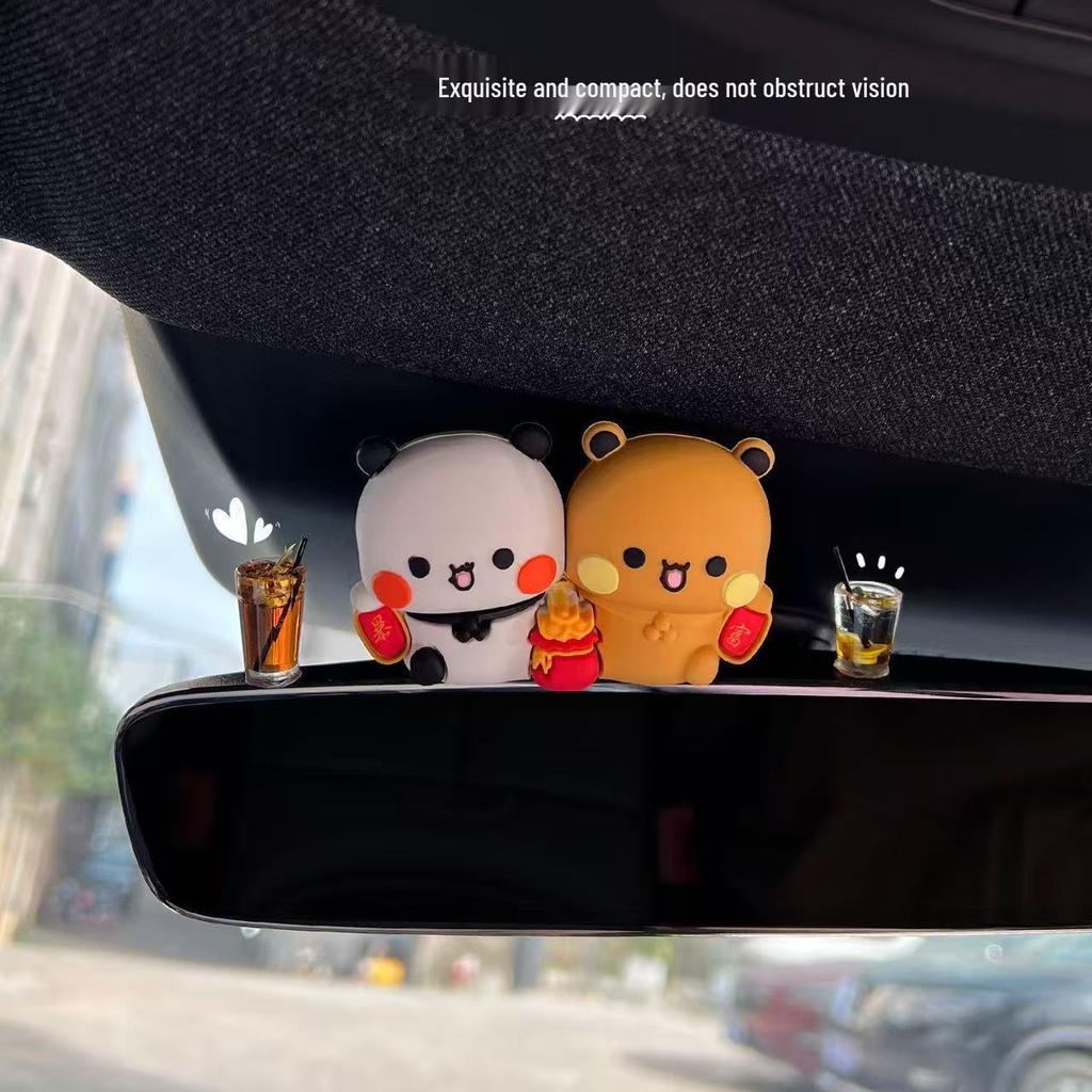 Panda Office Wealth Charm: Cute Car Ornament, Trendy Toy Figure, Christmas Gift for Girls
