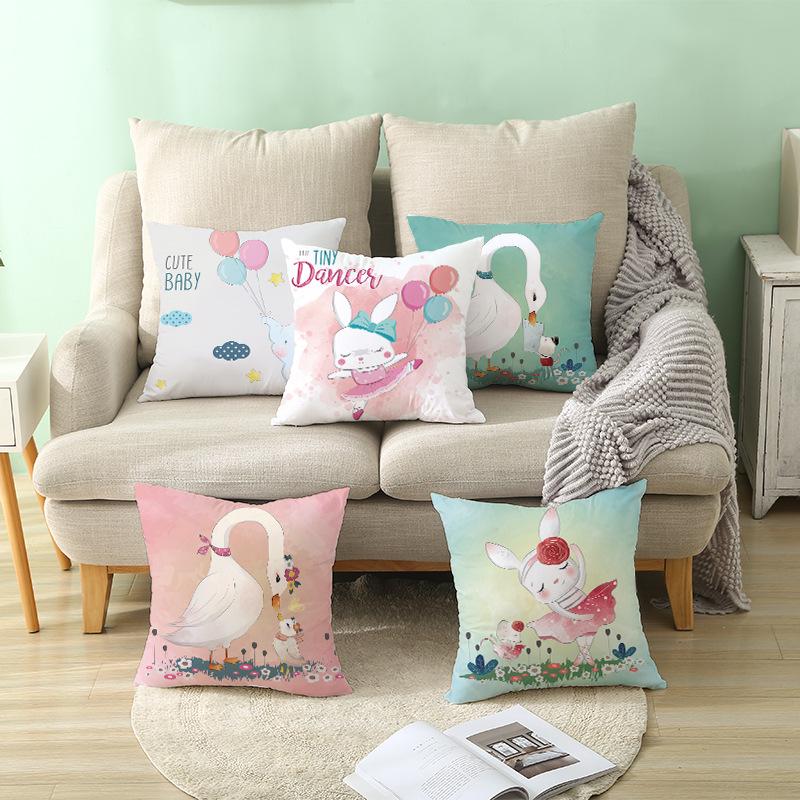 Cute Animal Cartoon Print Pillow Cover Shopee Home Supplies Car Sofa Cushion Cover
