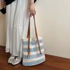 Mode Hålmönster Toteväska Kontrastfärg Sommar Strand Halm Handväska Flickor