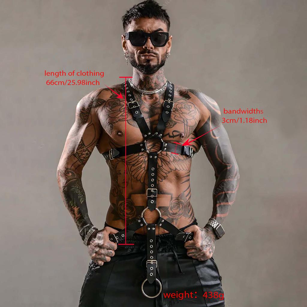 Men Sexy Leather Vest Bondage Lingerie Gay Harness Adjustable Body Chest Harness Full Body Bdsm Strap Belt Exotic Accessorie