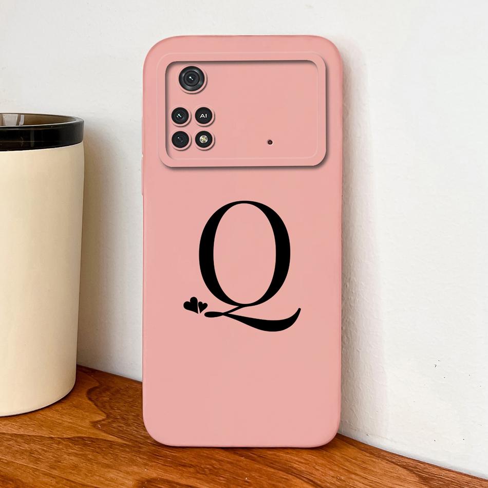 Hülle Für Poco M4 Pro 4G 5G Mode Buchstaben Rückseite Für Poco M 4 Vollschutz Weiches Flüssigsilikon Einfacher Handy-Schutz