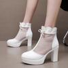 Ladies Fashion Solid Color Leather Back Zipper Pointed Toe Thin High Heel Booties Wide Width Womens Boot  De Mujer