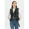 Herbst Streetwear Damen Weiche Weste Übergröße Lammfell Reversmantel Moto Biker Weste Jacke
