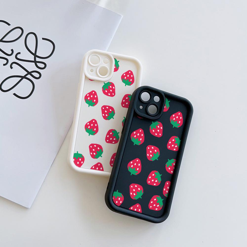 Strabbery Pattern Soft TPU Phone Case for iPhone 17 Air 16 15 14 Pro Max Plus 13 12 Mini 8 7 X Xs Back Cover