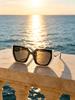 PRADA Women Two-Tone Black White Cat Eye Sunglasses Retro Geometric Thick Acetate Frame UV Protection Anti Glare Fashion Street Driving Shades