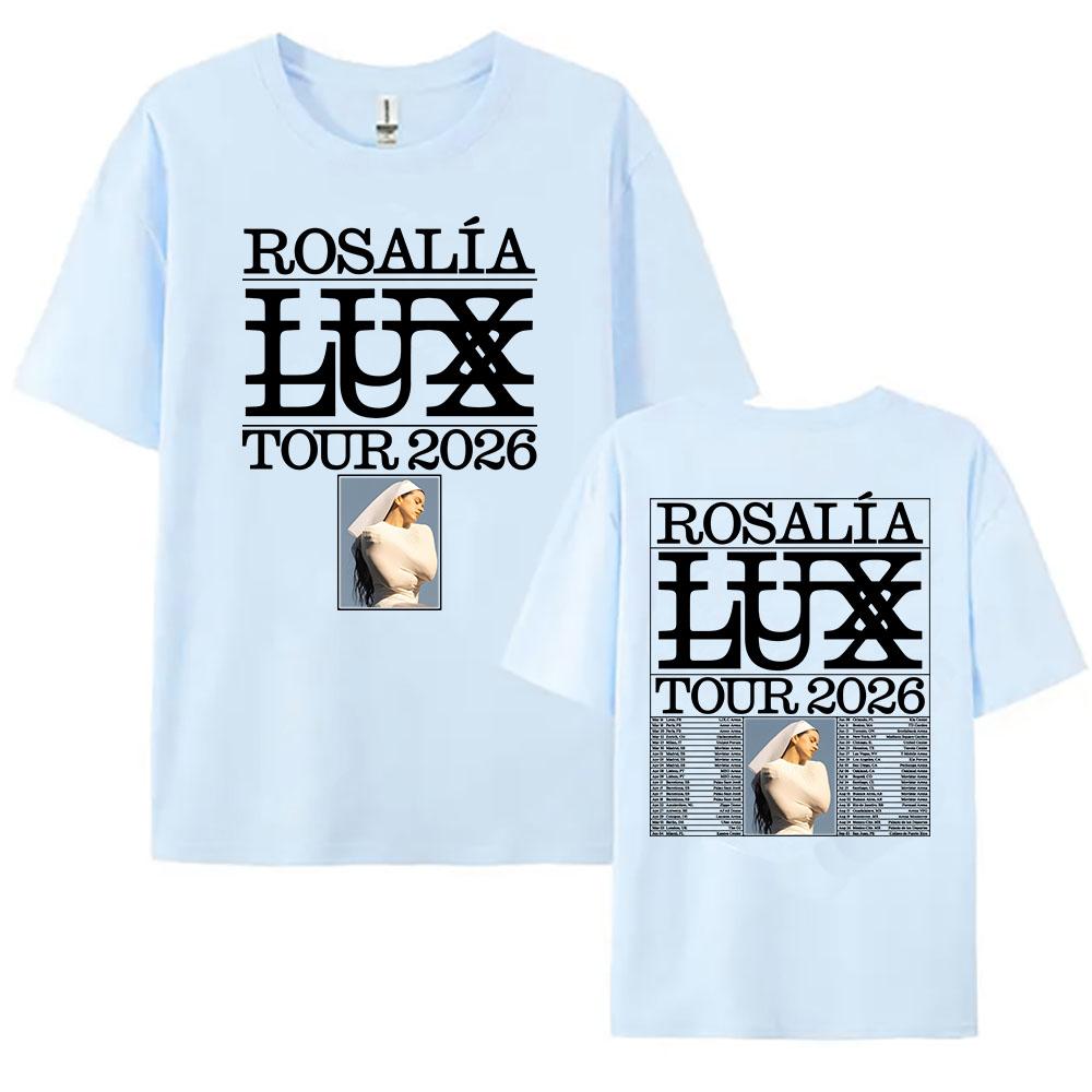 Rosala Rosalia LUX Tour Tshirt Cotton Short Sleeve Loose Female Tshirts Unisex Streetwear Fashion Singer Graphic Clothing