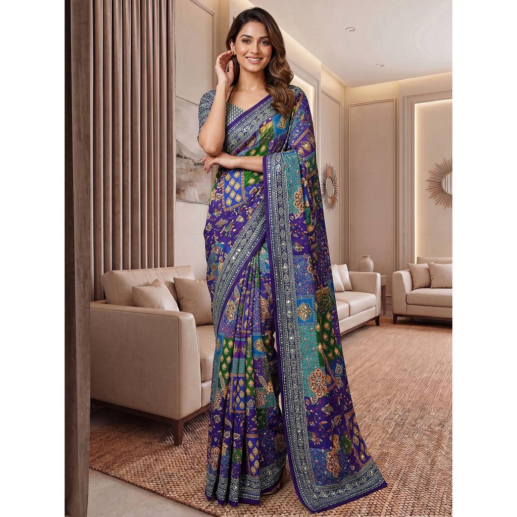 New Launch Ajrak Print Designer Saree Collection