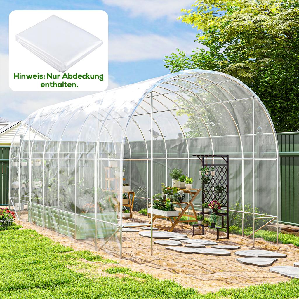 Greenhouse Cover Made of PE, Tarp for Covering Plants, UV Resistant, Waterproof, FILM ONLY 7 x 8 m