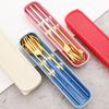 Gold Geschirr Set Reise Camping Besteck Gabel Löffel Stäbchen Set Geschirr Mit Tragbare Box Edelstahl Besteck Set