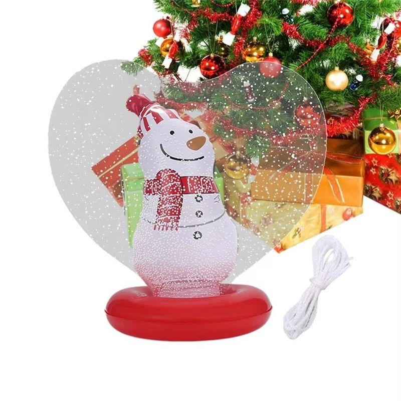 Figurine Inside Christmas Ball Inflatable Heart Shape Light Ornament For Outdoor Yard Pool Holiday Blow Ball