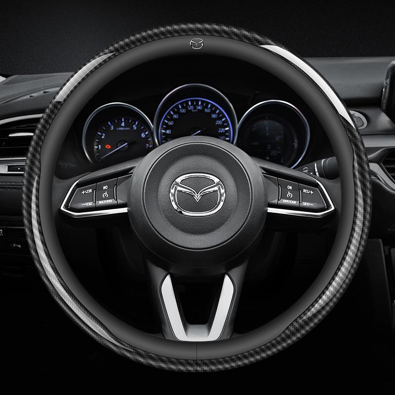 2025 Hot Carbon fiber Leathe Car Steering Wheel Cover For Mazda 3 5 6 SKYACTIV Axela Atenza CX30 CX5 CX8 CX9 MX5 RX8 RX7 BT50 Ac