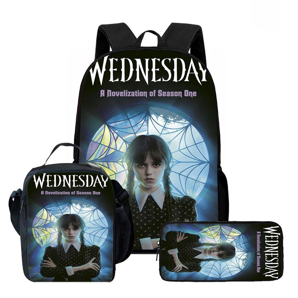 

Wednesday Backpack Lunch Bag Pen Case Set With Geometric Pattern For Daily Use Color14