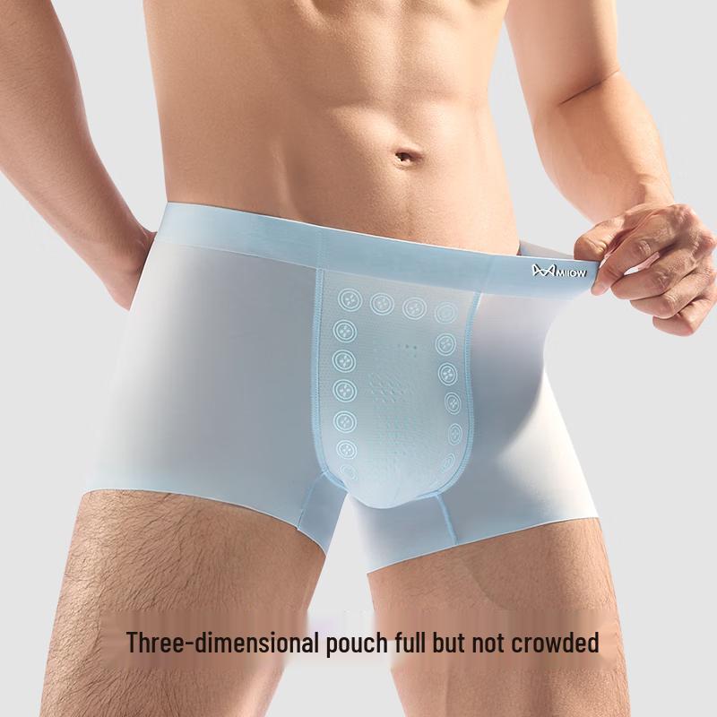 MaoRen Herren Eis-Seide Ultra-Dünne Boxershorts 3er-Pack