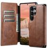 Detachable Magnetic Wireless Charging Bracket Card Wallet Flip Case for Samsung Galaxy S25 Ultra S22 S23 S24 Ultra Leather Cover
