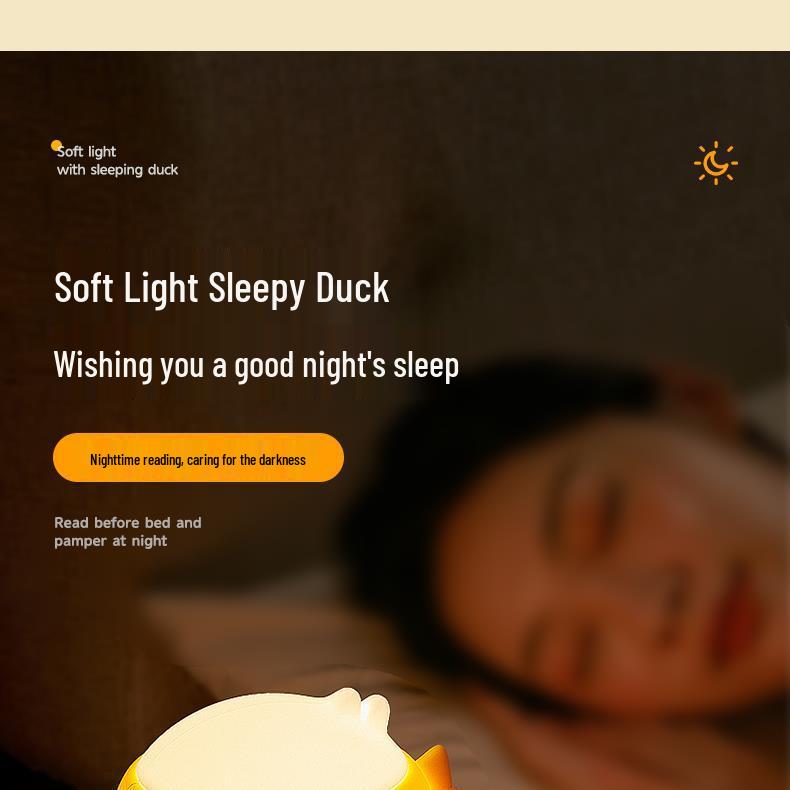 Silicone Duck Night Light - Touch Dimmable Bedroom Lamp for Mother and Baby